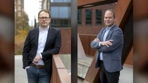 Ronald Potter, Business Unit Manager WiCAM Benelux (Links in beeld), Bart Verhoeven, Technisch Manager (Rechts in beeld)